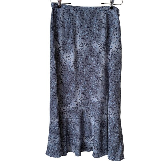Sag Harbor Womens Blue Leaf Print Maxi Skirt Size 16 Polyester Elastic Waist - Picture 1 of 6